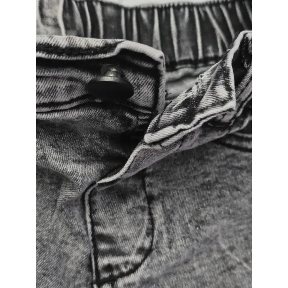 SHEIN Toddler Jeans 2-Pack Size 90 Gray Acid Wash Black Distressed Elastic Waist